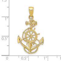 10K Anchor and Wheel Pendant-10D4163