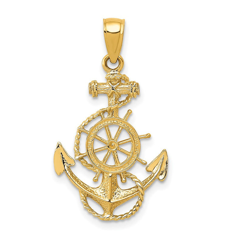 10K Anchor and Wheel Pendant-10D4163