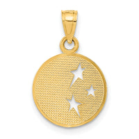 10k Polished Flat-Backed Moon with Three Stars Pendant-10D4184