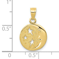 10k Polished Flat-Backed Moon with Three Stars Pendant-10D4184