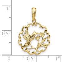 10K Hummingbird w/Flower in Frame Pendant-10D4195