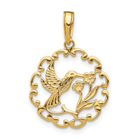 10K Hummingbird w/Flower in Frame Pendant-10D4195