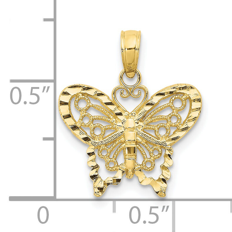 10K Diamond-cut Butterfly Pendant-10D4207