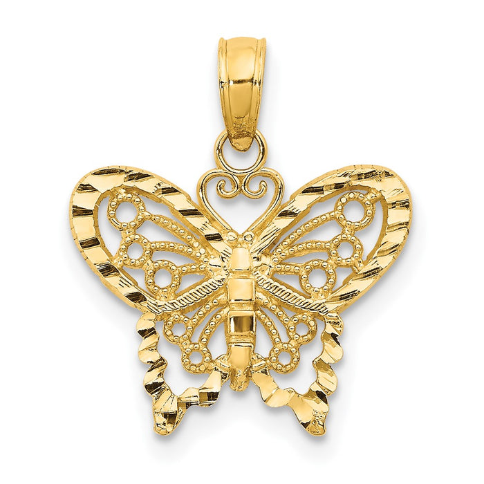 10K Diamond-cut Butterfly Pendant-10D4207