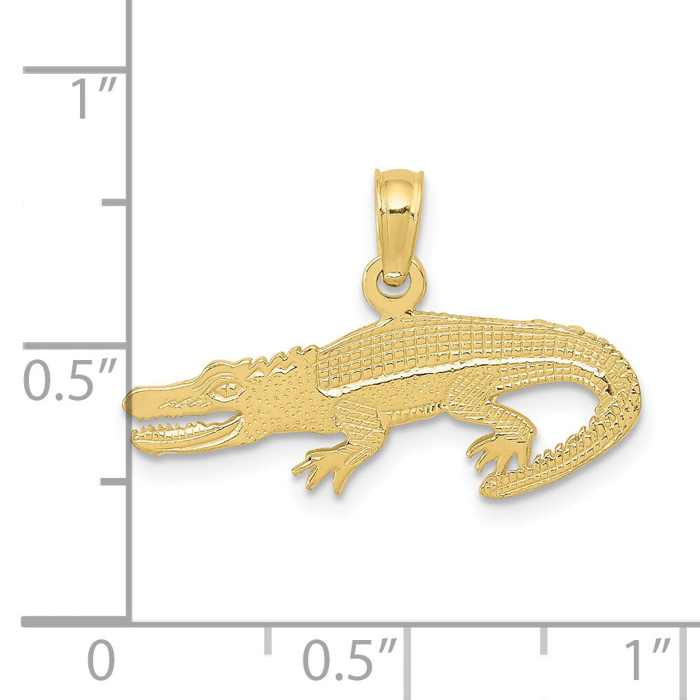 10K Textured Alligator Pendant-10D4214