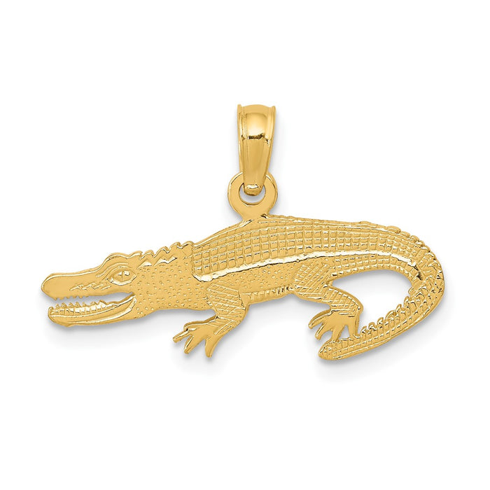 10K Textured Alligator Pendant-10D4214