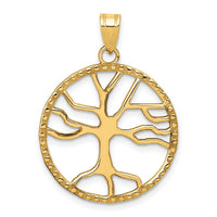 10K Tree of Life in Round Frame Pendant-10D4245