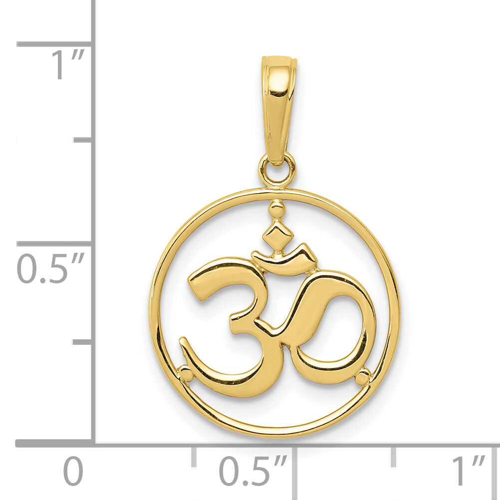 10K Cut-out Round Frame Yoga Om Symbol Pendant-10D4264