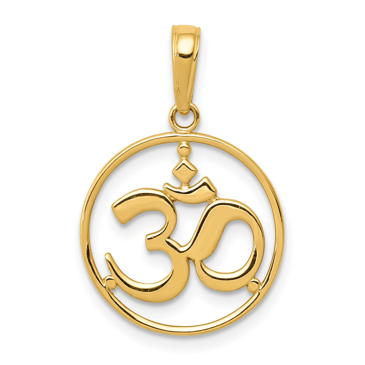 10K Cut-out Round Frame Yoga Om Symbol Pendant-10D4264
