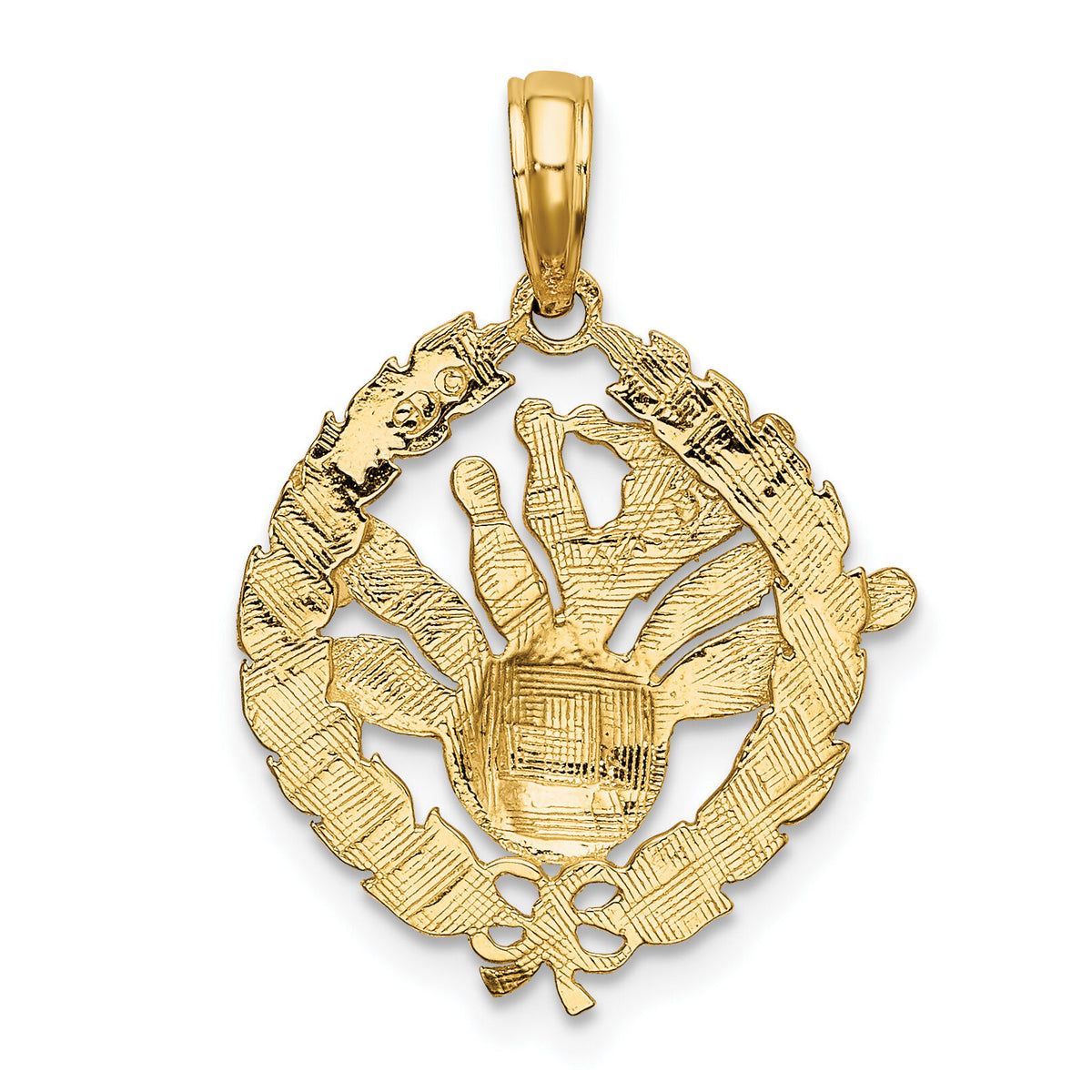 10K Bowling Story in Leaf Circle Charm-10D4279