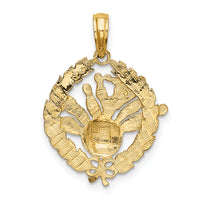 10K Bowling Story in Leaf Circle Charm-10D4279