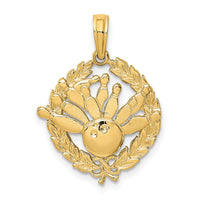 10K Bowling Story in Leaf Circle Charm-10D4279