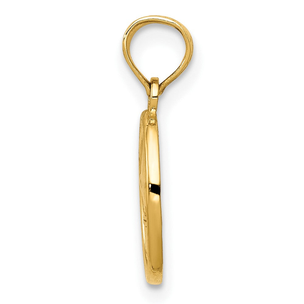 10k Polished Small Fleur De Lis in Oval Pendant-10D4369