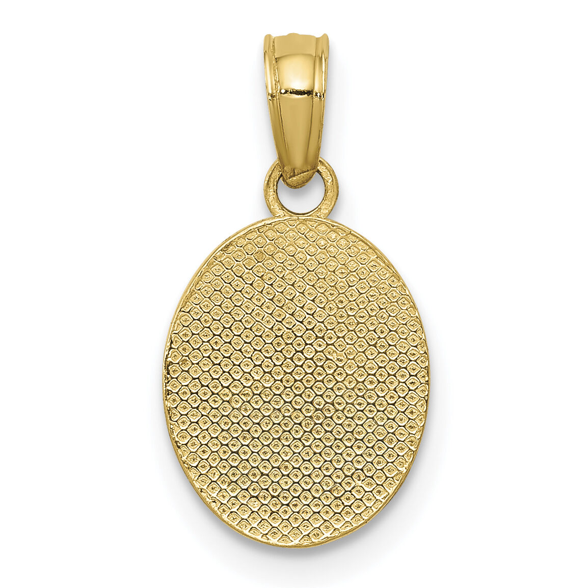 10k Polished Small Fleur De Lis in Oval Pendant-10D4369