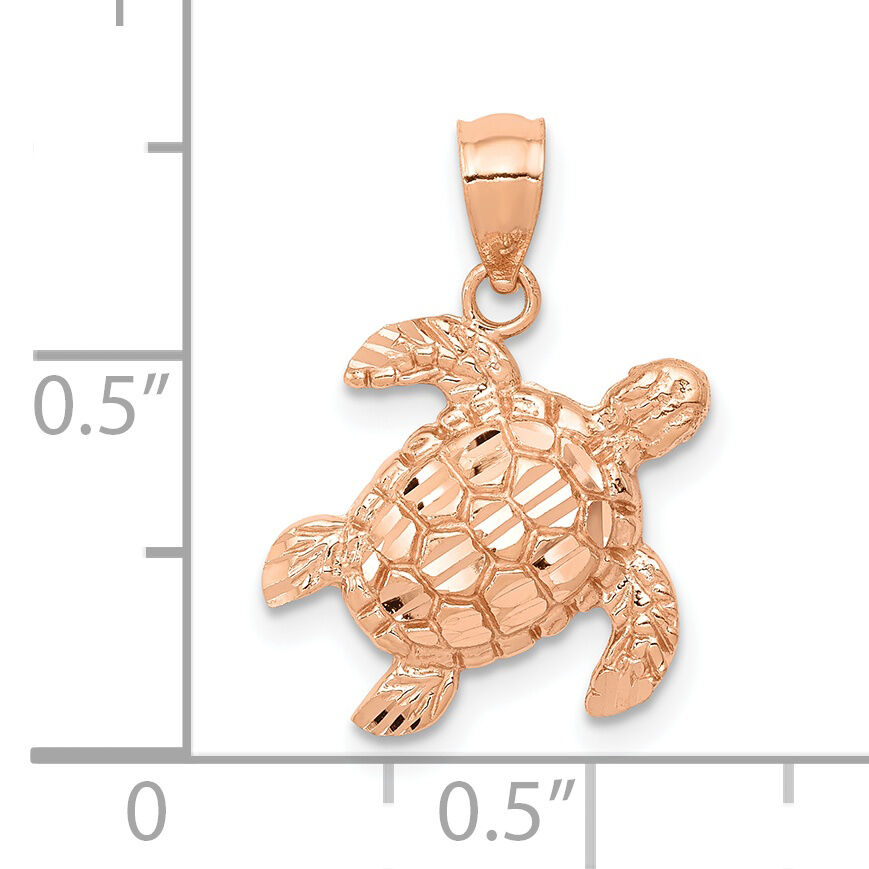 10k Rose Gold Diamond Cut Turtle Pendant-10D4387