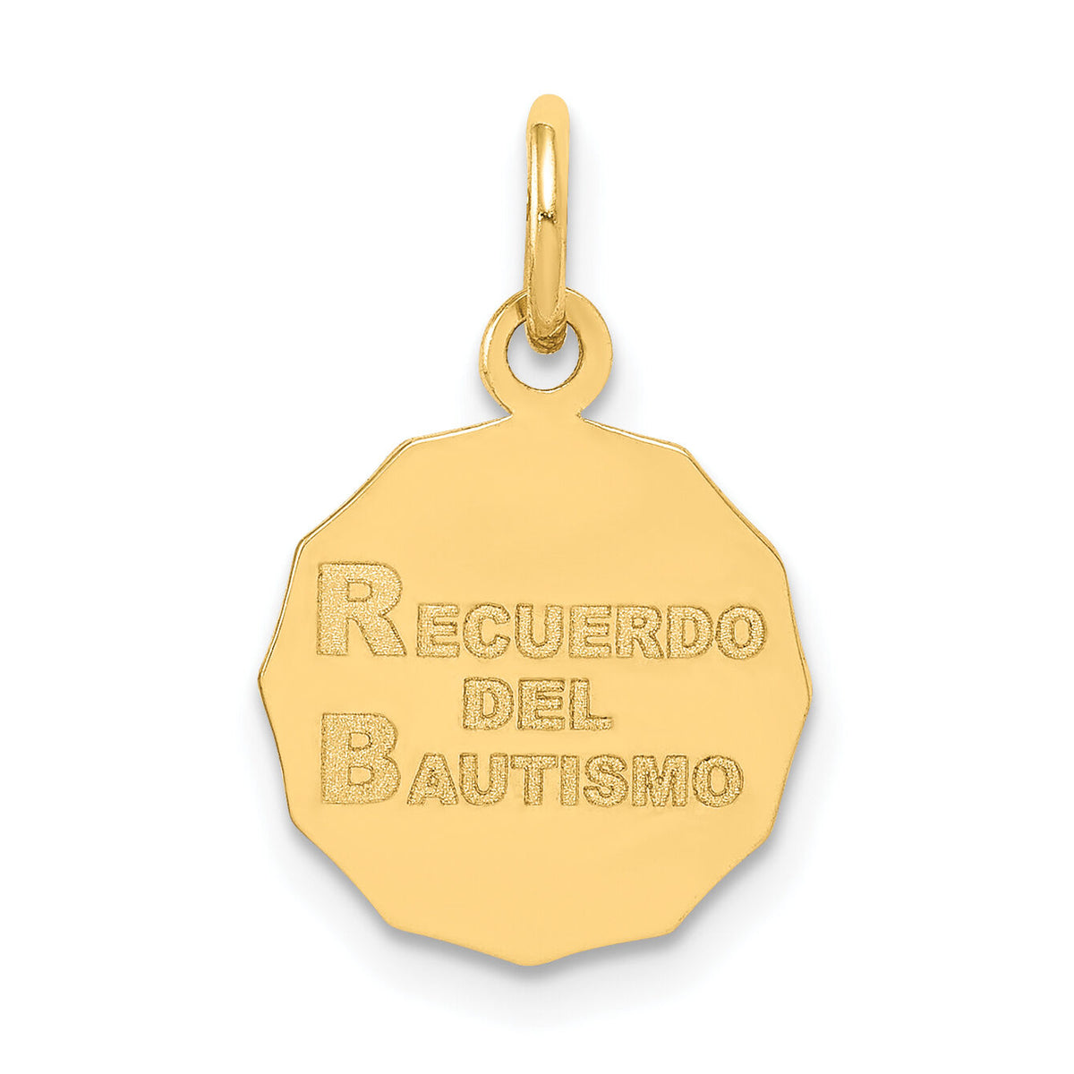 10k Baptism Spanish Recuerdo Del Bautismo on Back Charm-10D535