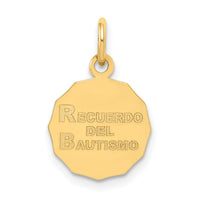 10k Baptism Spanish Recuerdo Del Bautismo on Back Charm-10D535