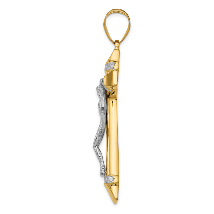 10k Two-tone CZ Crucifix Pendant-10D889