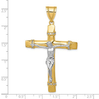10k Two-tone CZ Crucifix Pendant-10D889
