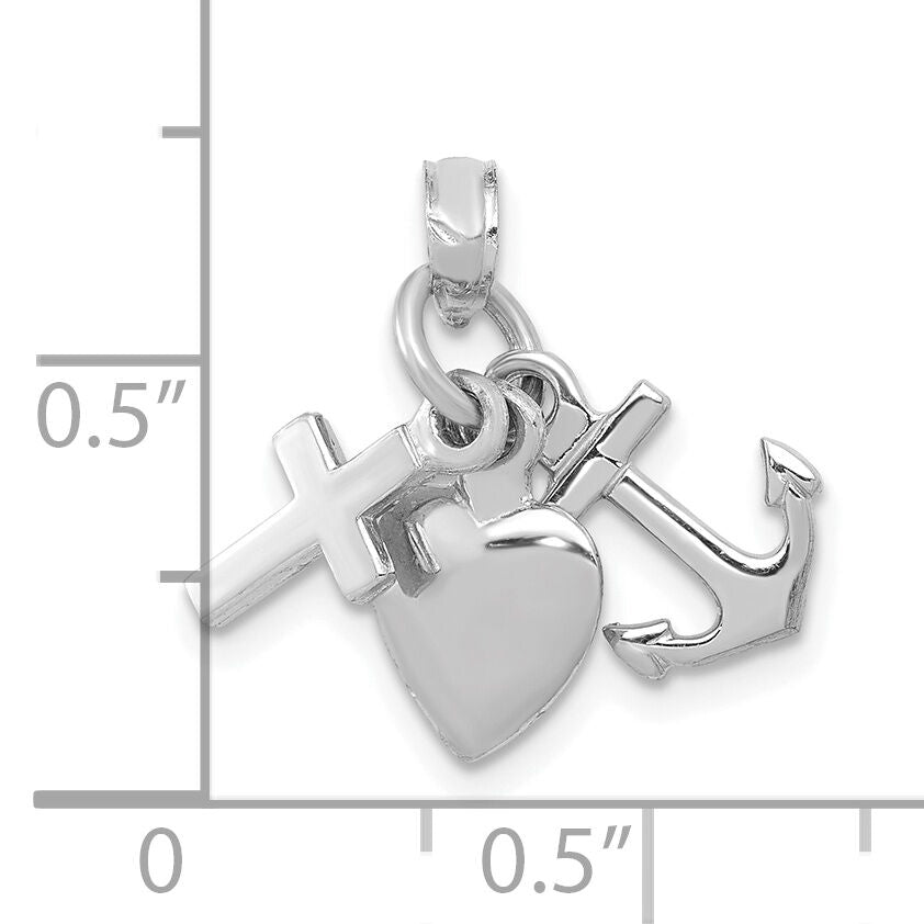 10K White Gold Faith, Hope and Charity Charm-10D988W