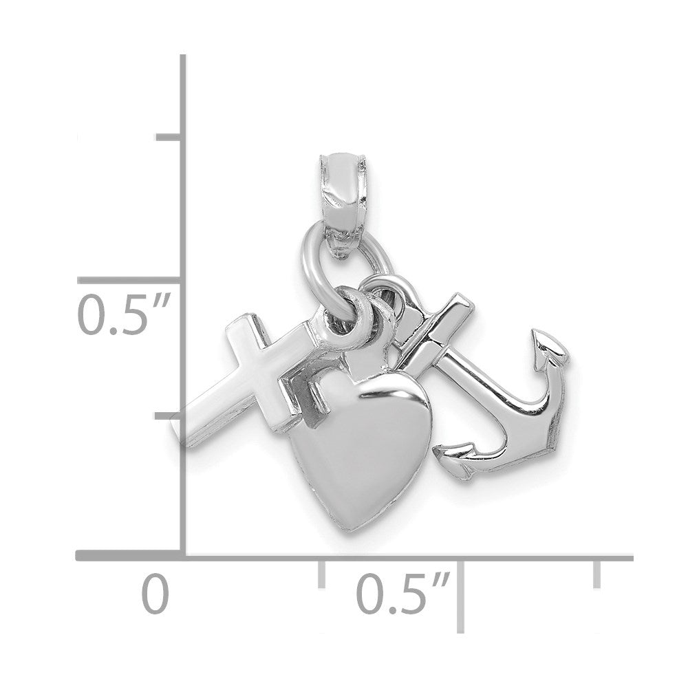 10K White Gold Faith, Hope and Charity Charm-10D988W
