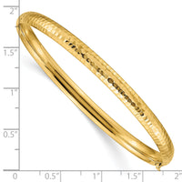 10k 3/16 Fancy Hammered Hinged Bangle Bracelet-10DB106