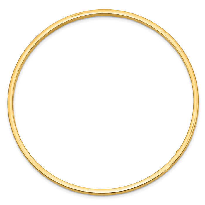 10k 3mm Polished Square Tube Slip-on Bangle-10DB472
