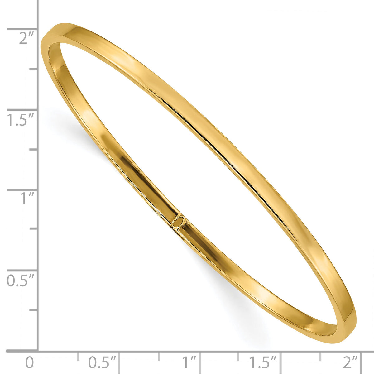 10k 3mm Polished Square Tube Slip-on Bangle-10DB472