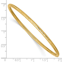10k 3mm Diamond-cut Tube Slip-on Bangle-10DB476