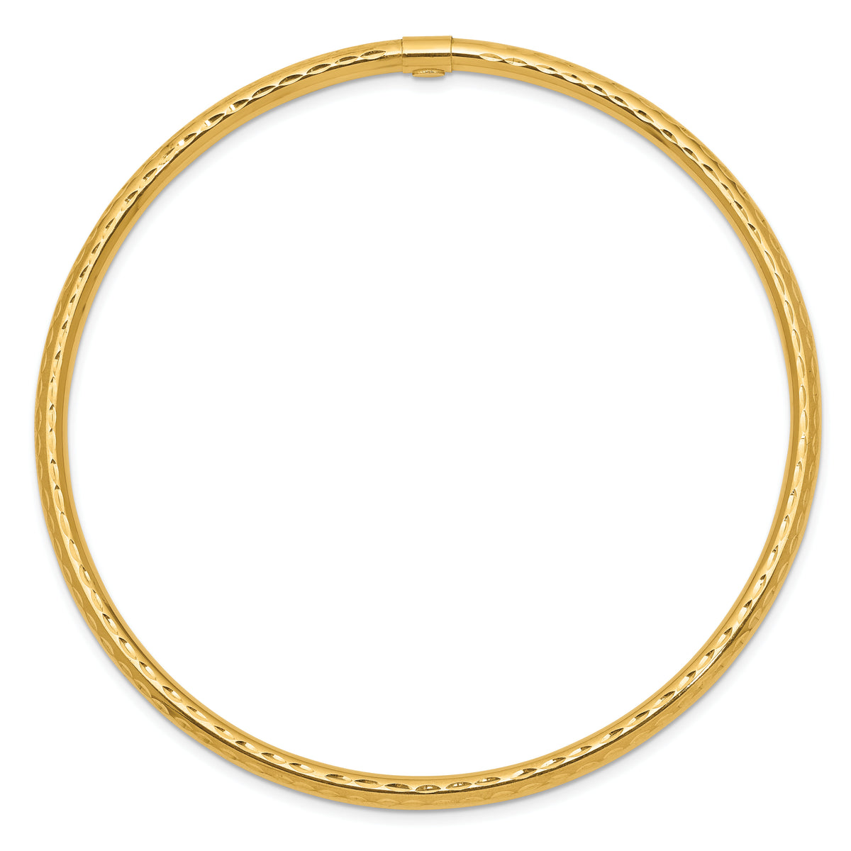 10k 3mm Diamond-cut Tube Slip-on Bangle-10DB477