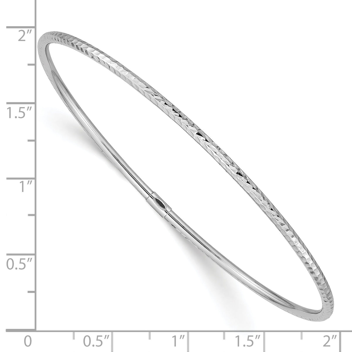 10k White Gold 2mm Diamond-cut Slip-on Bangle-10DB485