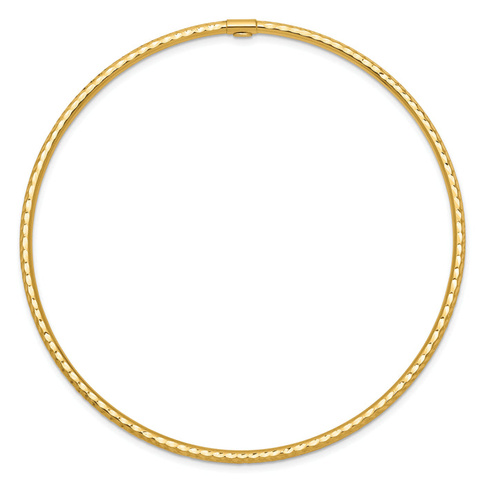 10k 2mm Diamond-cut Tube Slip-on Bangle-10DB486