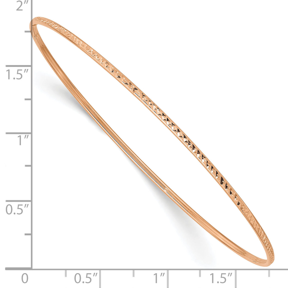 10k 1.5mm Rose Gold Diamond-Cut Slip-on Bangle Bracelet-10DB545