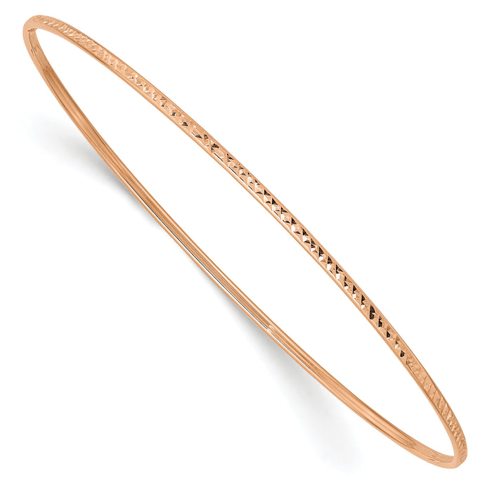 10k 1.5mm Rose Gold Diamond-Cut Slip-on Bangle Bracelet-10DB545