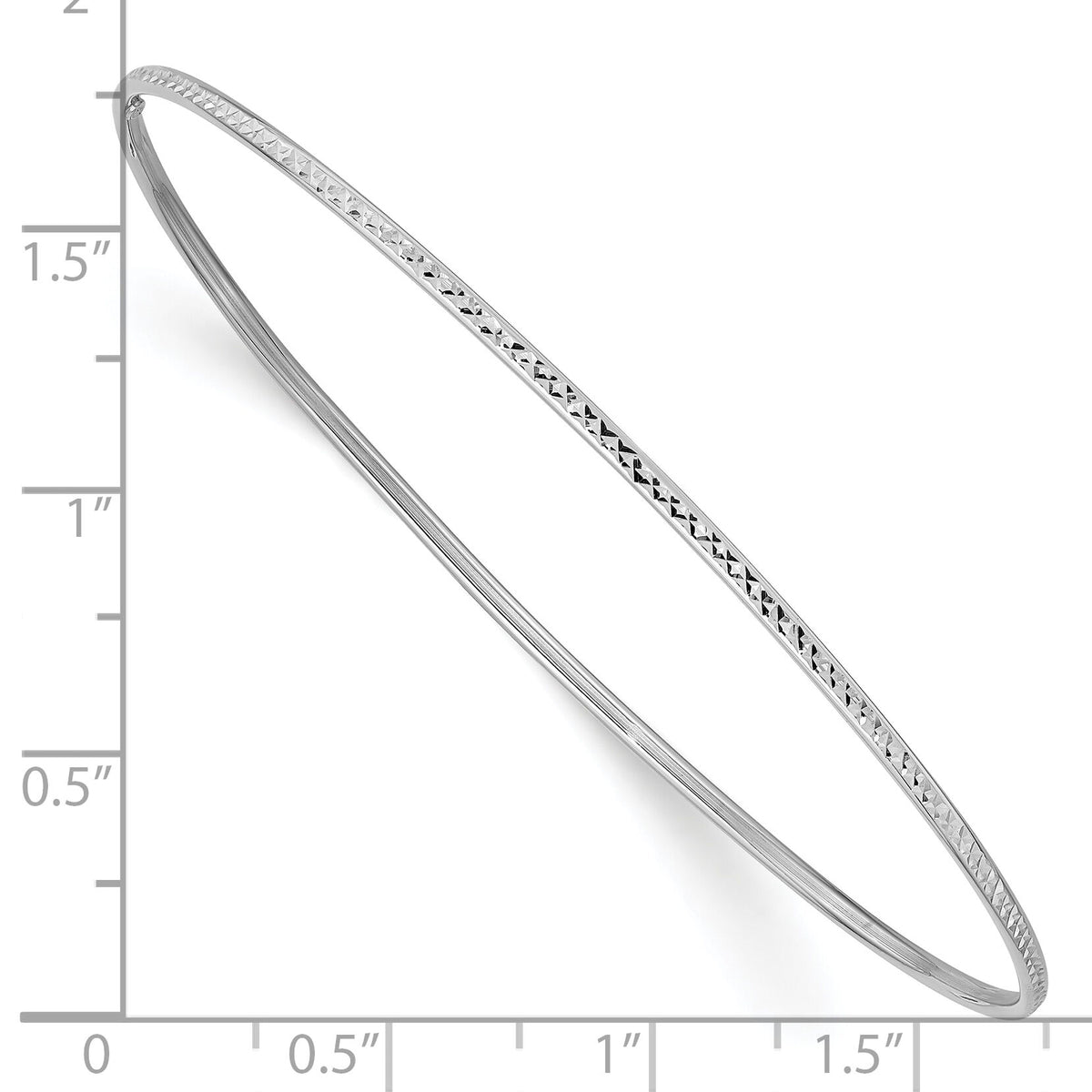 10k 1.5mm White Gold Diamond-Cut Slip-on Bangle Bracelet-10DB546