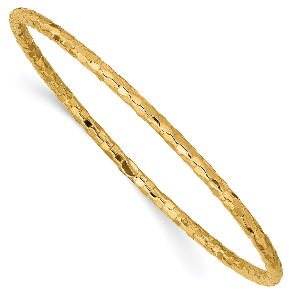 10k Polished Textured Slip-on Bangle Bracelet-10DB585