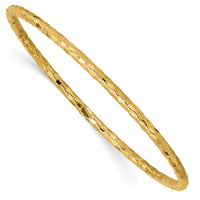 10k Polished Textured Slip-on Bangle Bracelet-10DB585