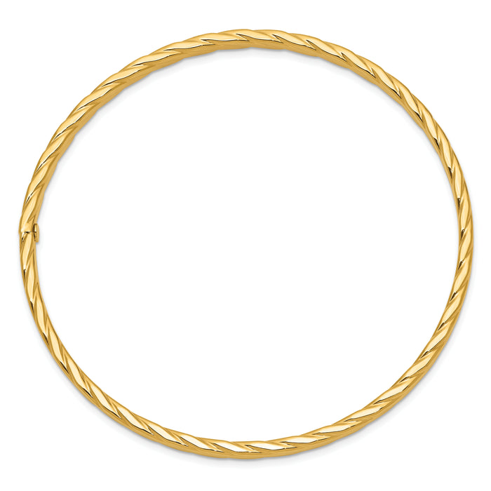 10K 4mm Textured Twist Slip-on Bangle-10DB651