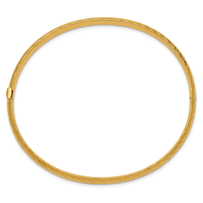 10k 3/16 Textured Hinged Bangle-10DB652