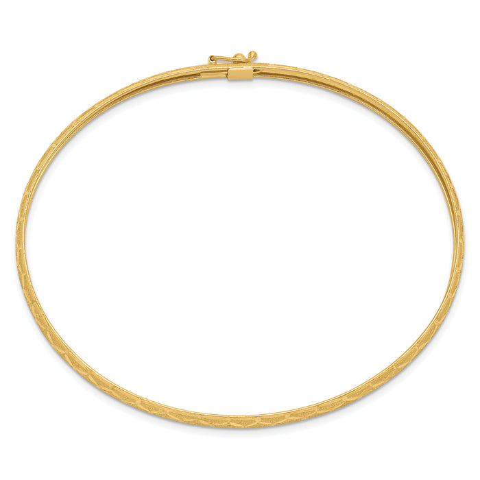 10k Hexagonal Design Diamond-cut Flexible Bangle-10DB696