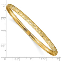 10k Hexagonal Design Diamond-cut Flexible Bangle-10DB696