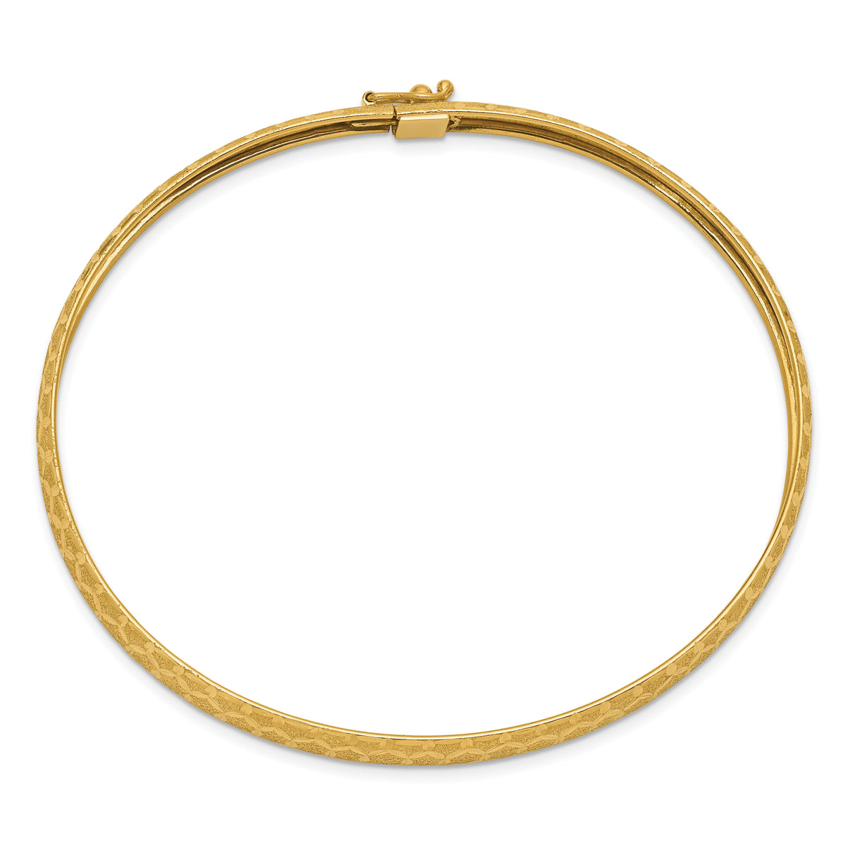10k Hexagonal Design Diamond-cut Flexible Bangle-10DB699