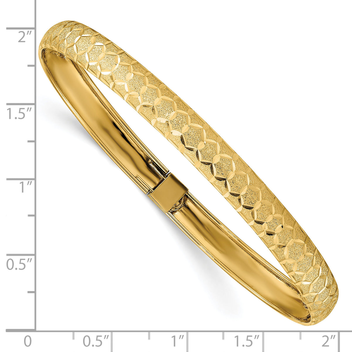 10k Hexagonal Design Diamond-cut Flexible Bangle-10DB699