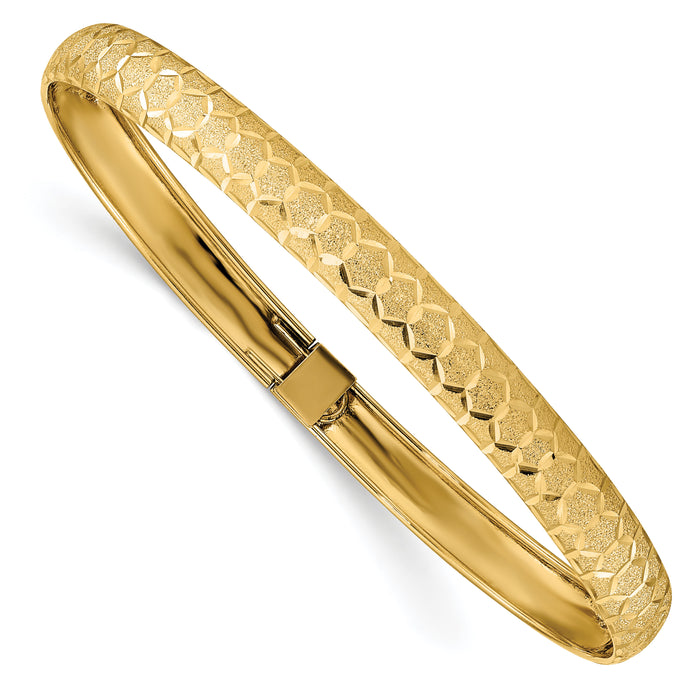 10k Hexagonal Design Diamond-cut Flexible Bangle-10DB699