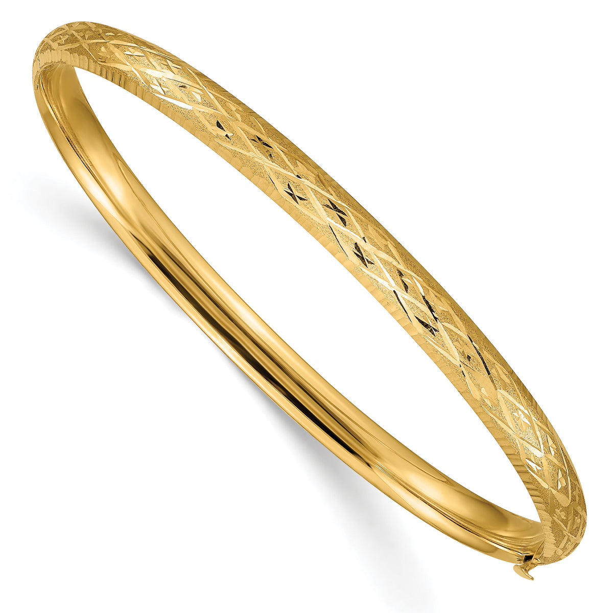 10k 3/16 Diamond-cut Fancy Hinged Bangle Bracelet-10DB94