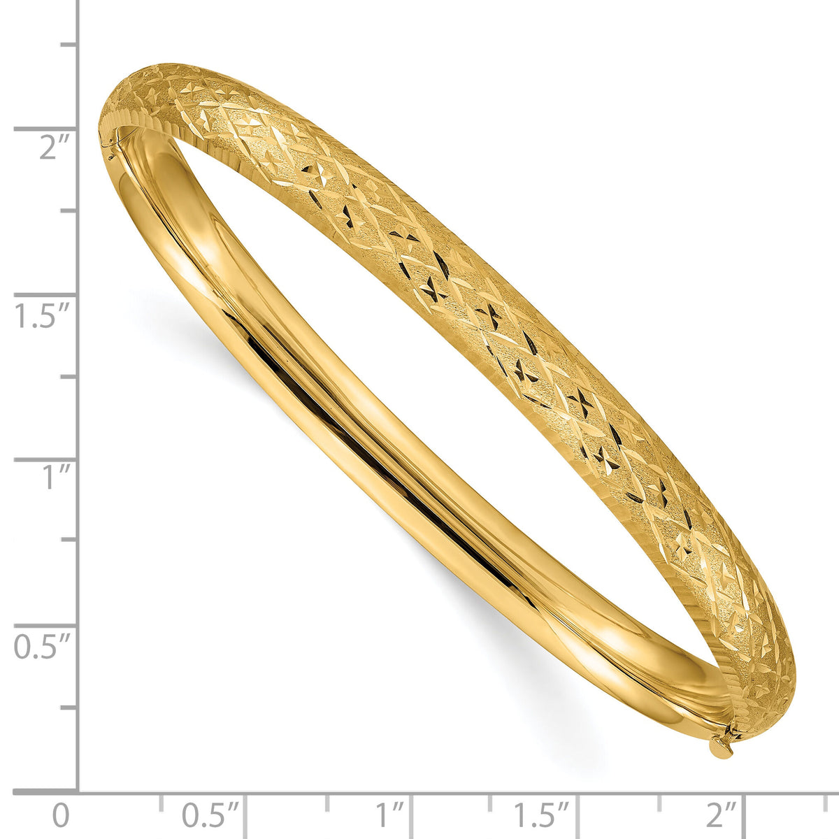 10k 4/16 Diamond-cut Fancy Hinged Bangle Bracelet-10DB95