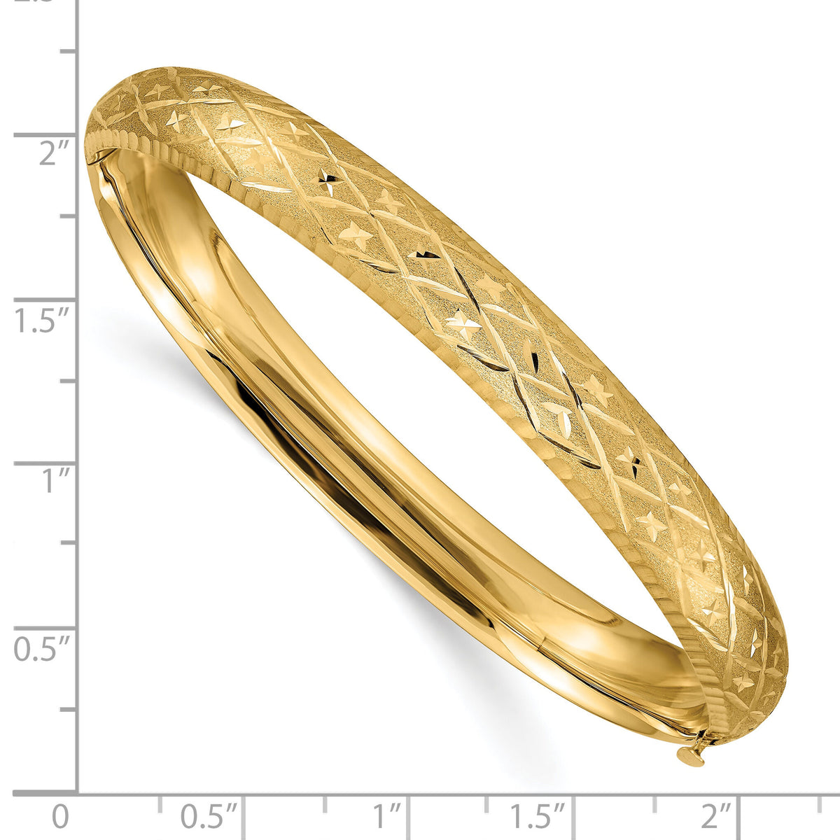10k 5/16 Diamond-cut Fancy Hinged Bangle Bracelet-10DB96