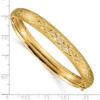 10k 5/16 Diamond-cut Fancy Hinged Bangle Bracelet-10DB96