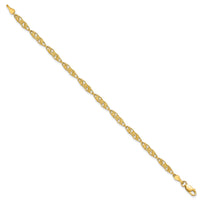10k Solid Polished Open Back Flower & Leaf Bracelet-10DC17-7