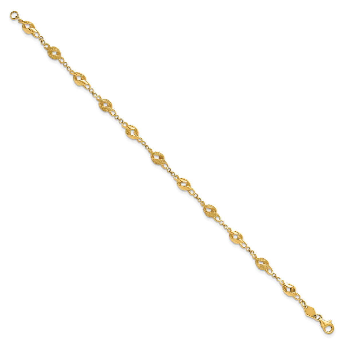 10k Polished and Lasered Spiral Link 7.25in Bracelet-10DC39-7.25